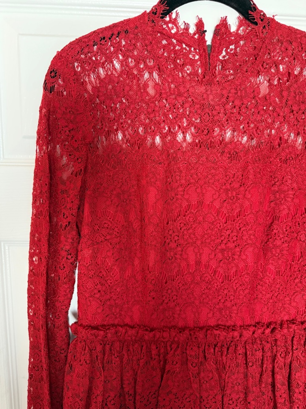Lanvin Vibrant Red Lace Evening Dress